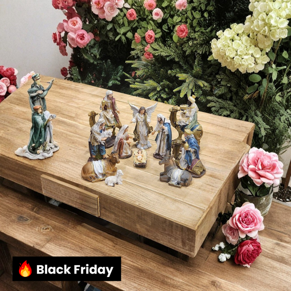 PRESÉPIO DE RESINA LUXO 11 PÇS