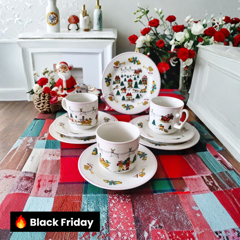 Kit Porcelana Natalina Luxo – 9 Peças