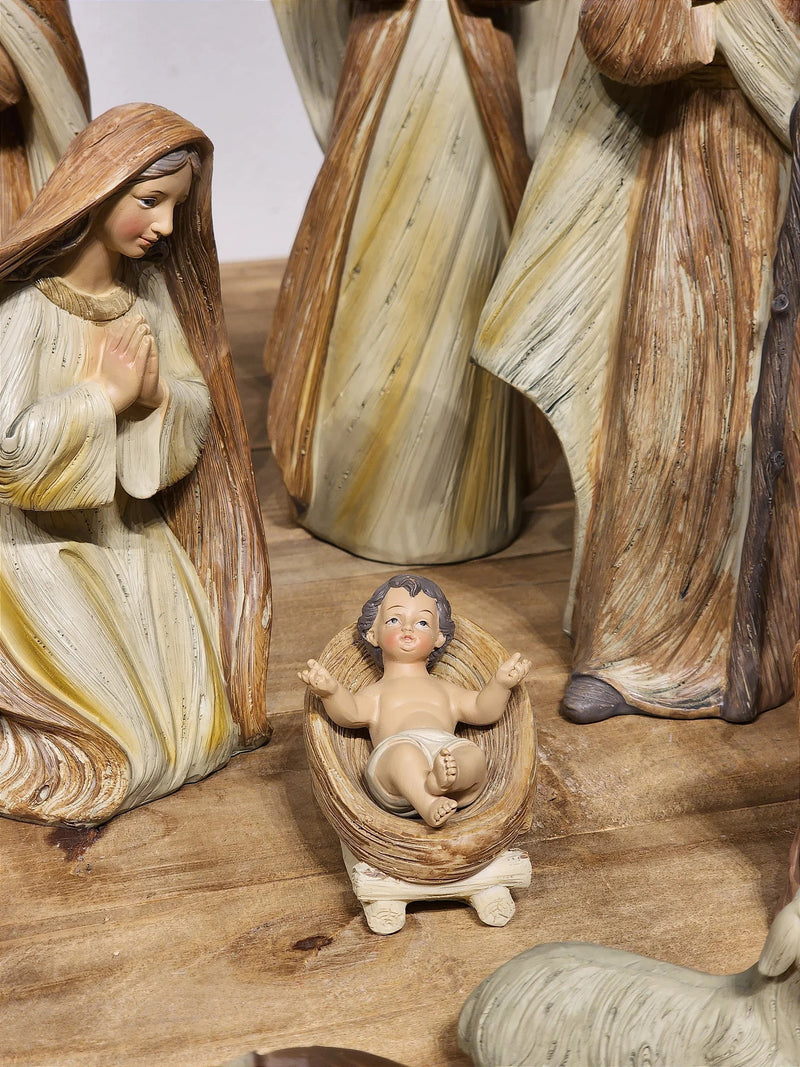 Presépio em Resina Marrom • 12 Peças • 30cm